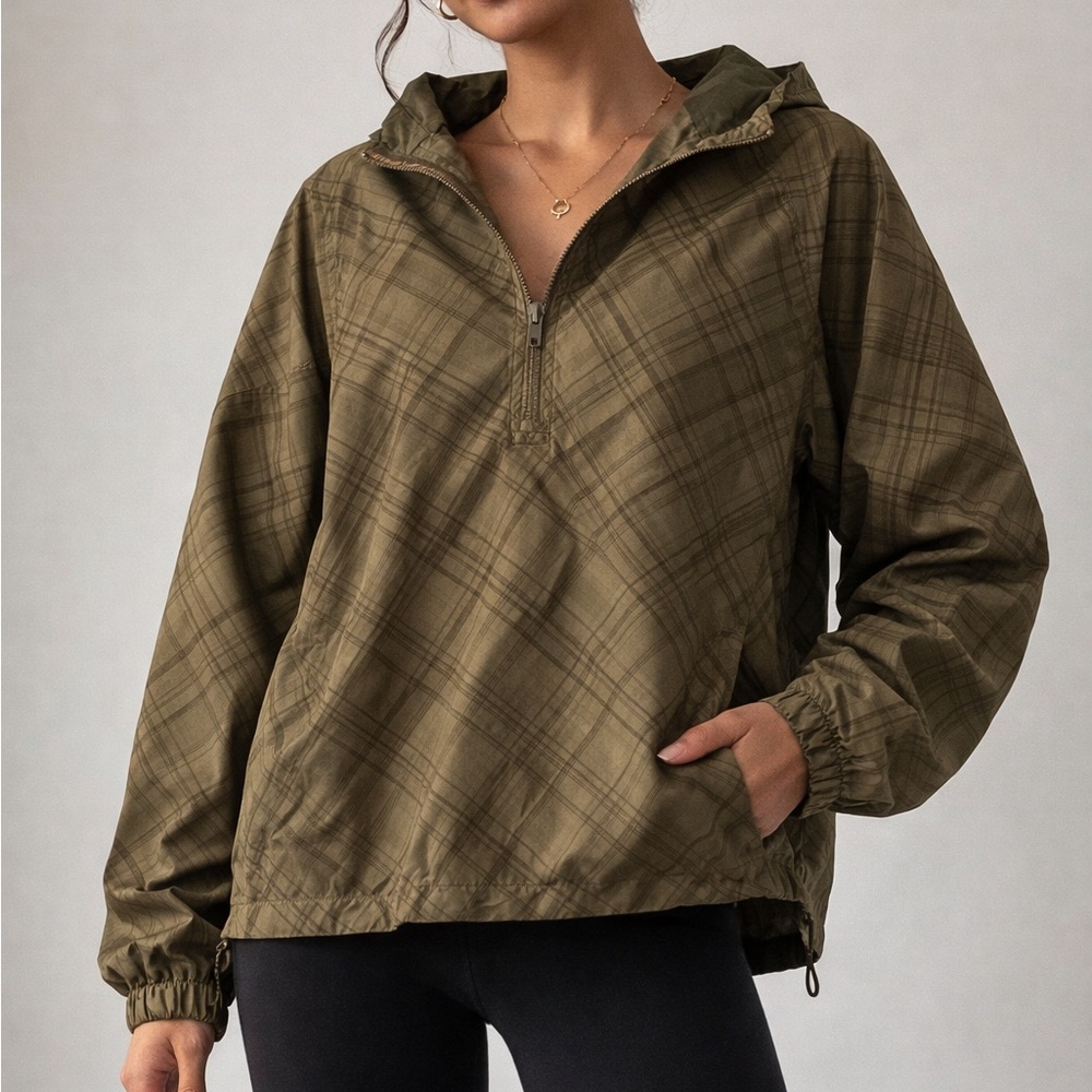 Nike women's olive green plaid windbreaker